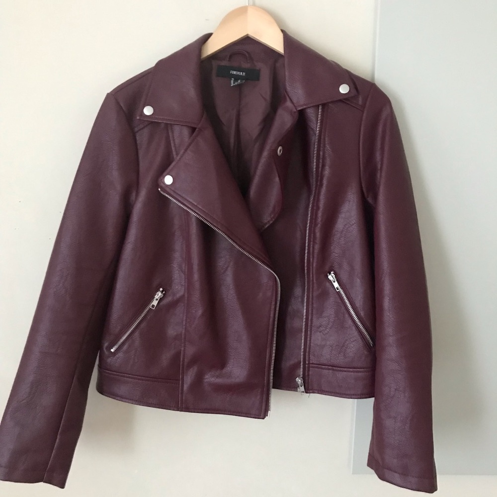 purple faux leather jacket